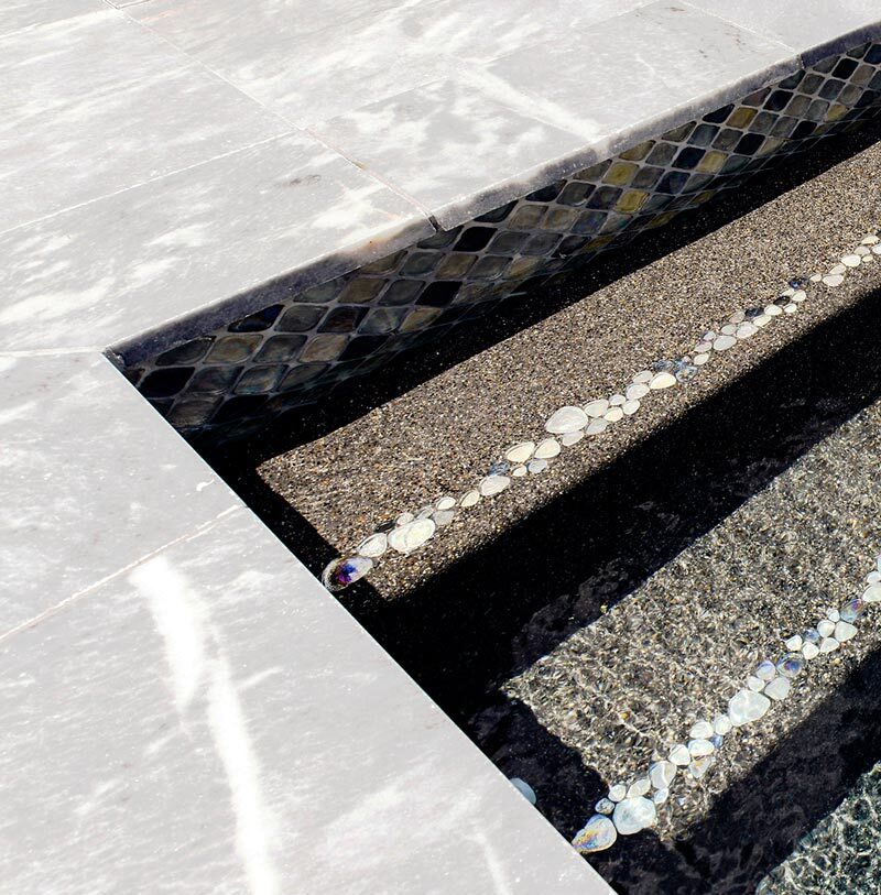 Close-up of pool tiles