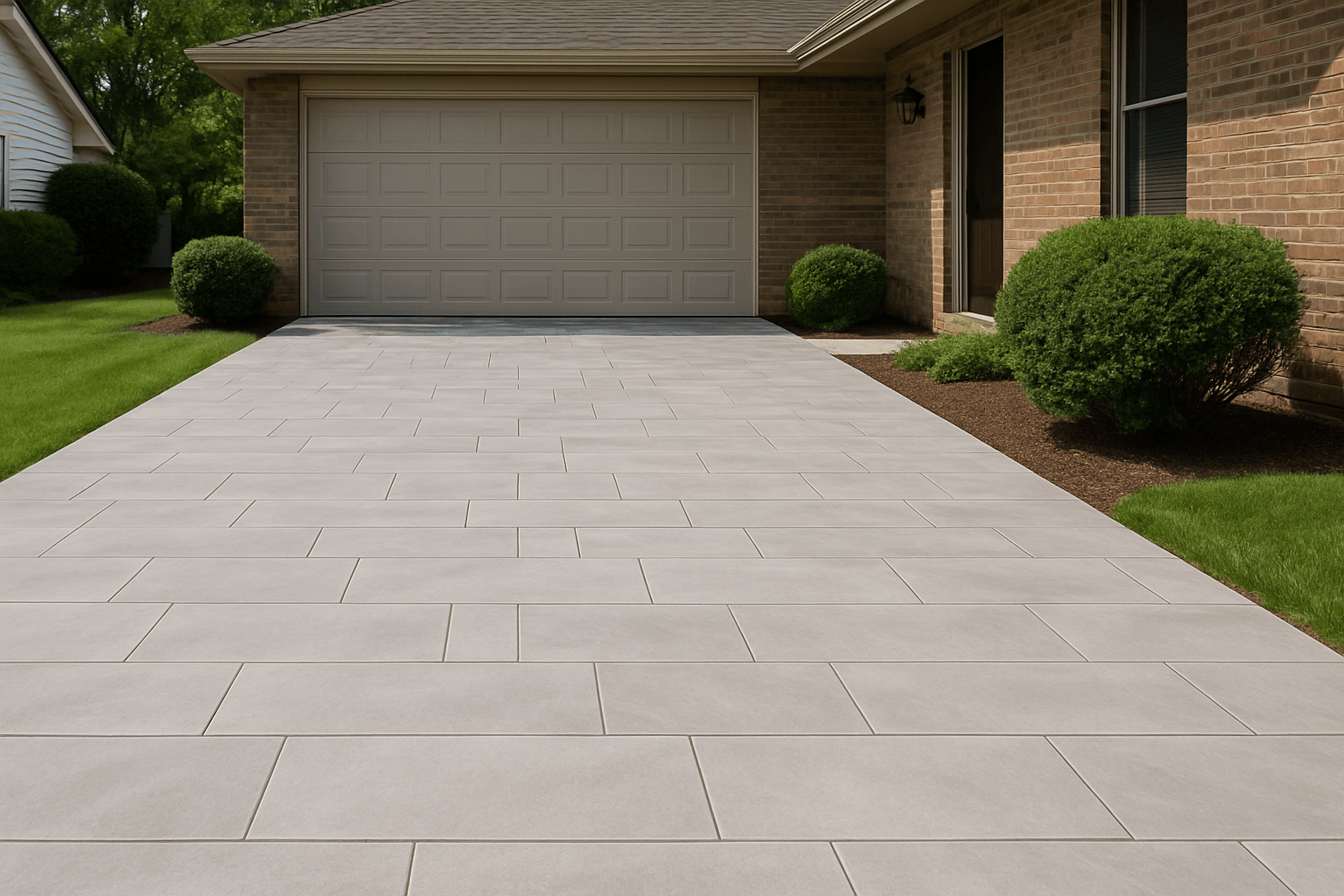 Modern porcelain paver installation with premium quality materials