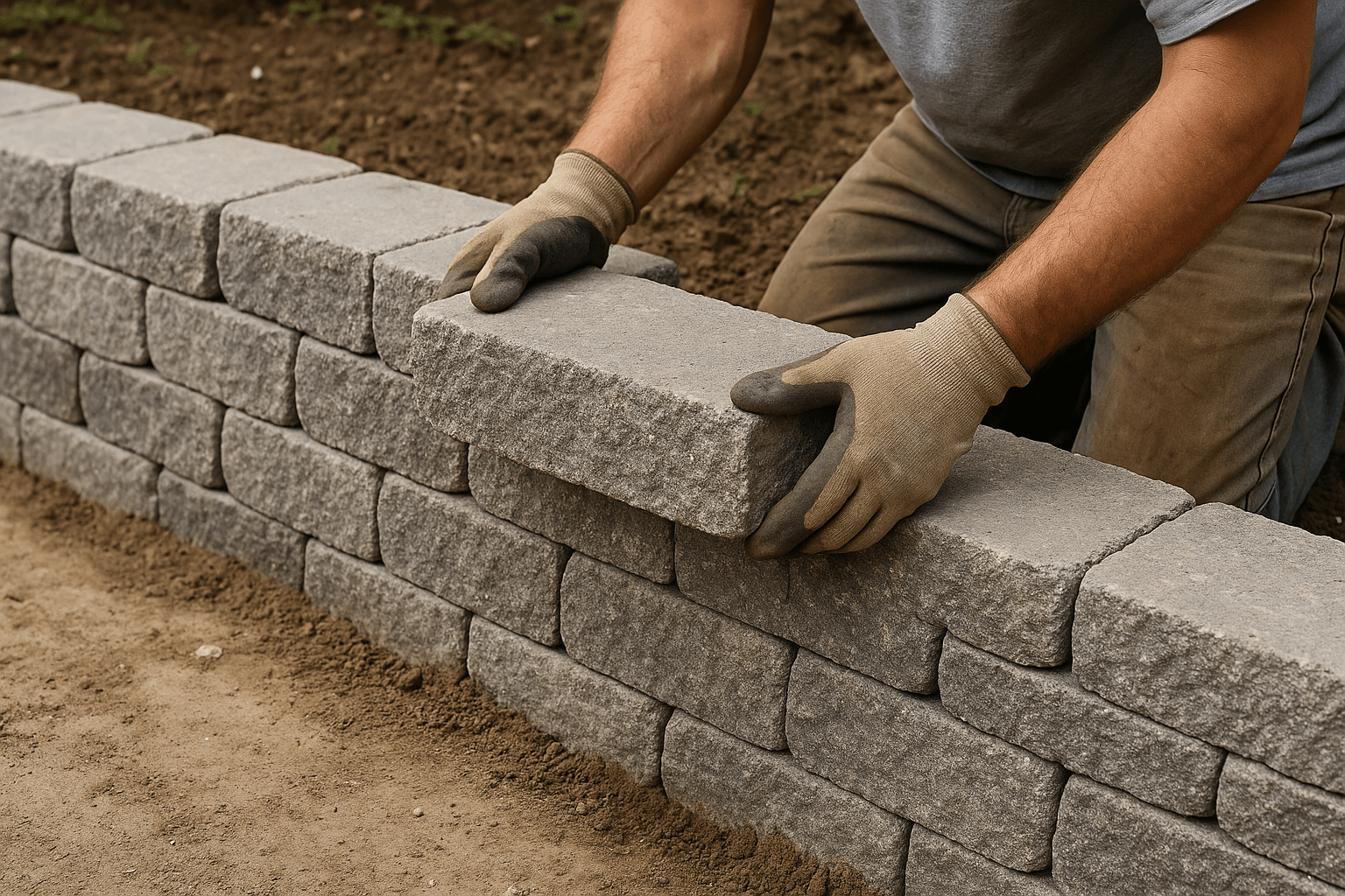Custom retaining wall design and construction with premium materials