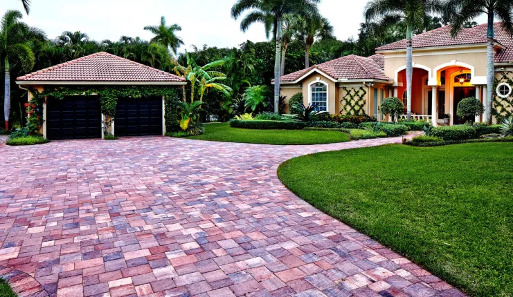 Elegant brick paver driveway installation - Durable and beautiful hardscape design