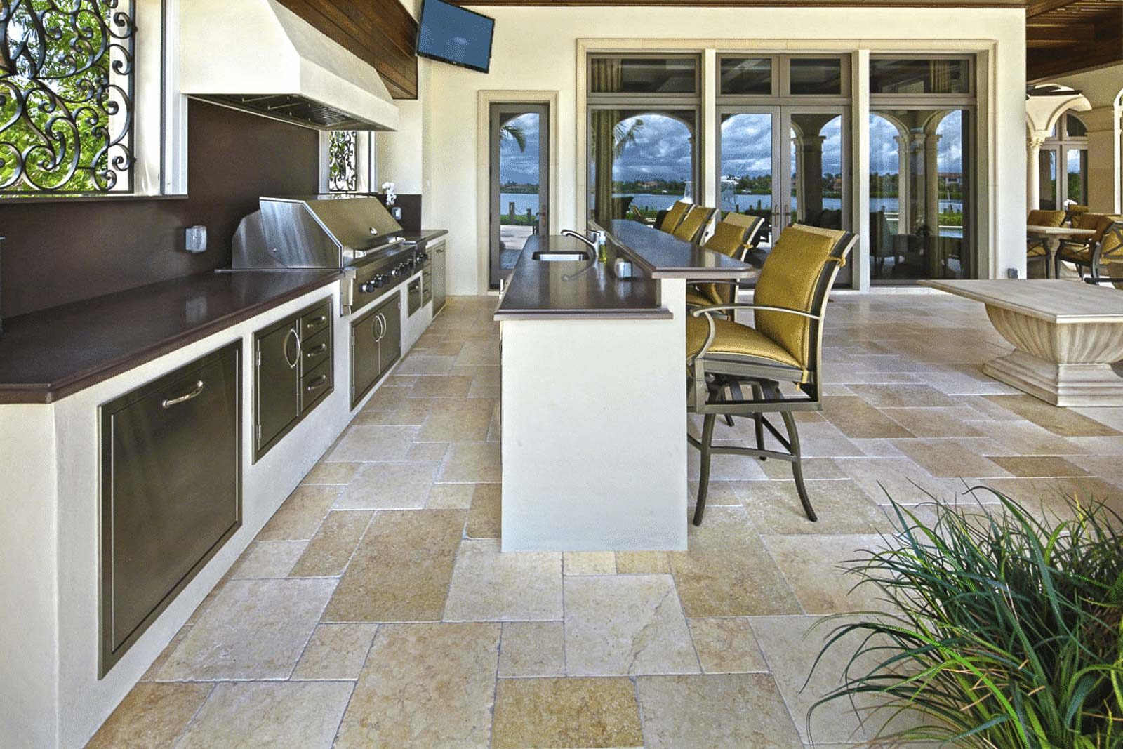 Fully equipped outdoor kitchen with modern appliances and stylish design Near Me