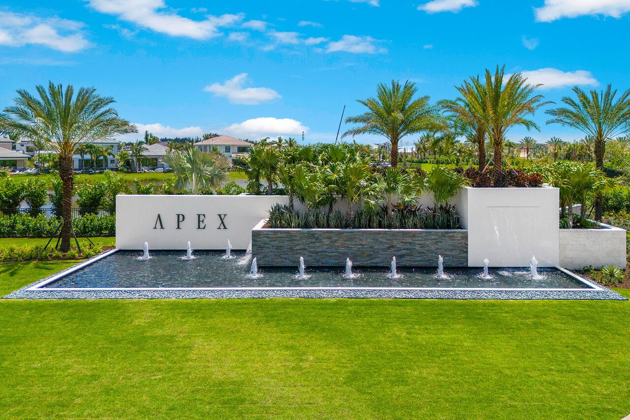 Sophisticated luxury pool design for APEX at Avenir with infinity edge, LED lighting and modern features